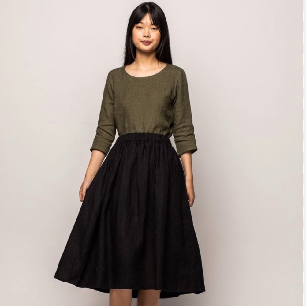 NWT Pyne & Smith Skirt No. 17 in Black Linen